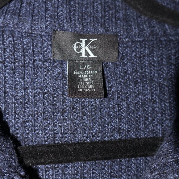 Calvin Klein 1/4 Zip Cotton Sweater Men’s Size L Navy - Picture 5 of 6